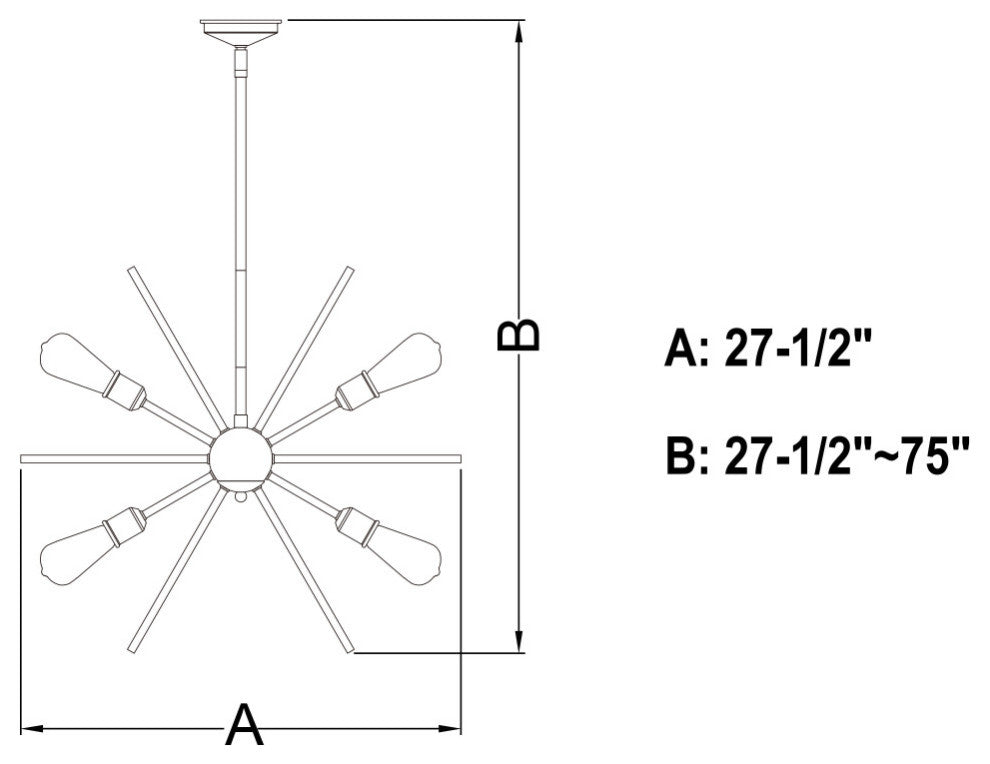 Estelle 12 Light Pendant, Matte Black