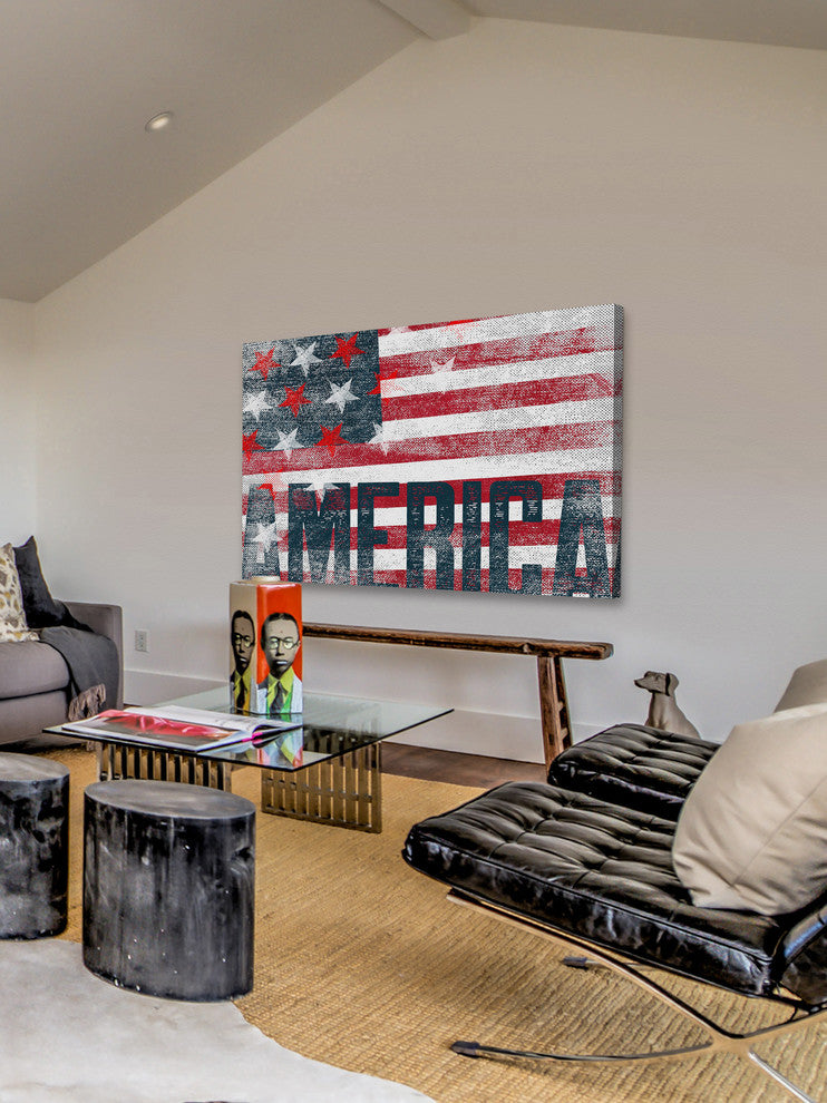 Marmont Hill, "Stars Stripes" by Rick Martin Painting on Wrapped Canvas, 30x20