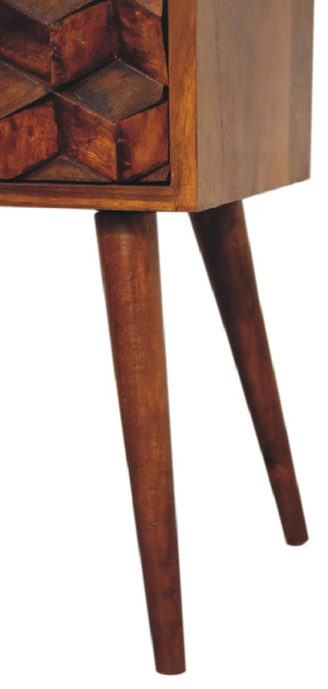 Mini Chestnut Cube 2 Drawer Nightstand