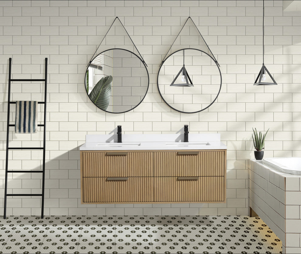 Ari Kitchen and Bath San Diego Bath Vanity, Oak, 55", Floating