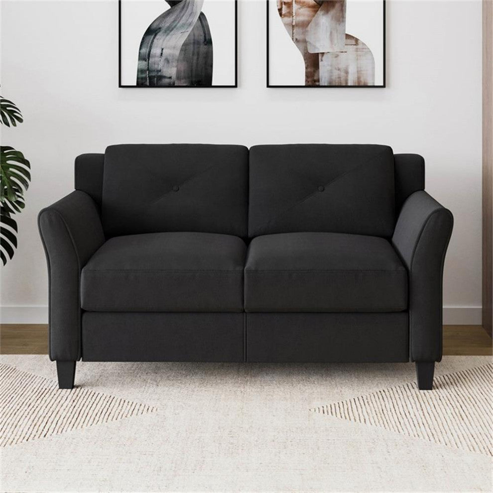Home Square Transitional 2 Piece Set with Sofa and Loveseat in Black