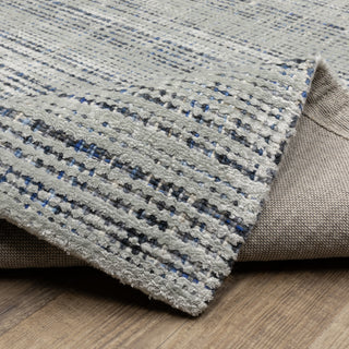 Cayden Textural Stripe Wool Blend Grey/ Blue Hand-tufted Rug 8' x 10'