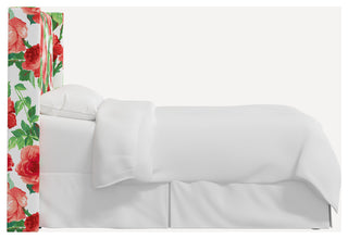 Red from Scalamandre King Hudson Headboard, Cabbage Rose Coral/Ivory