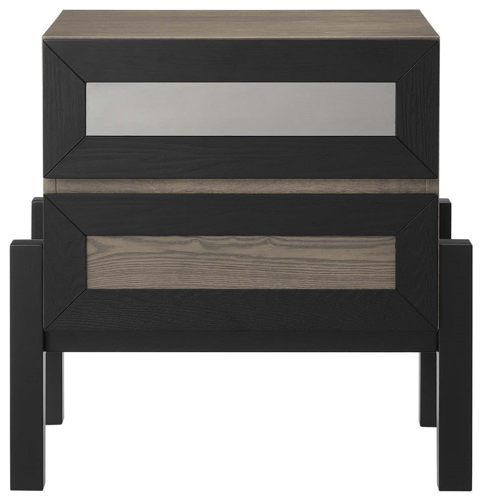 Platform Bed Nightstand Set, Queen Size, Brown Oak, Wood, Modern, Mid Century