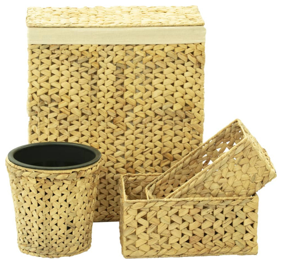 vidaXL Bathroom Set 4 Piece Storage Laundry Basket for Organizing Water Hyacinth