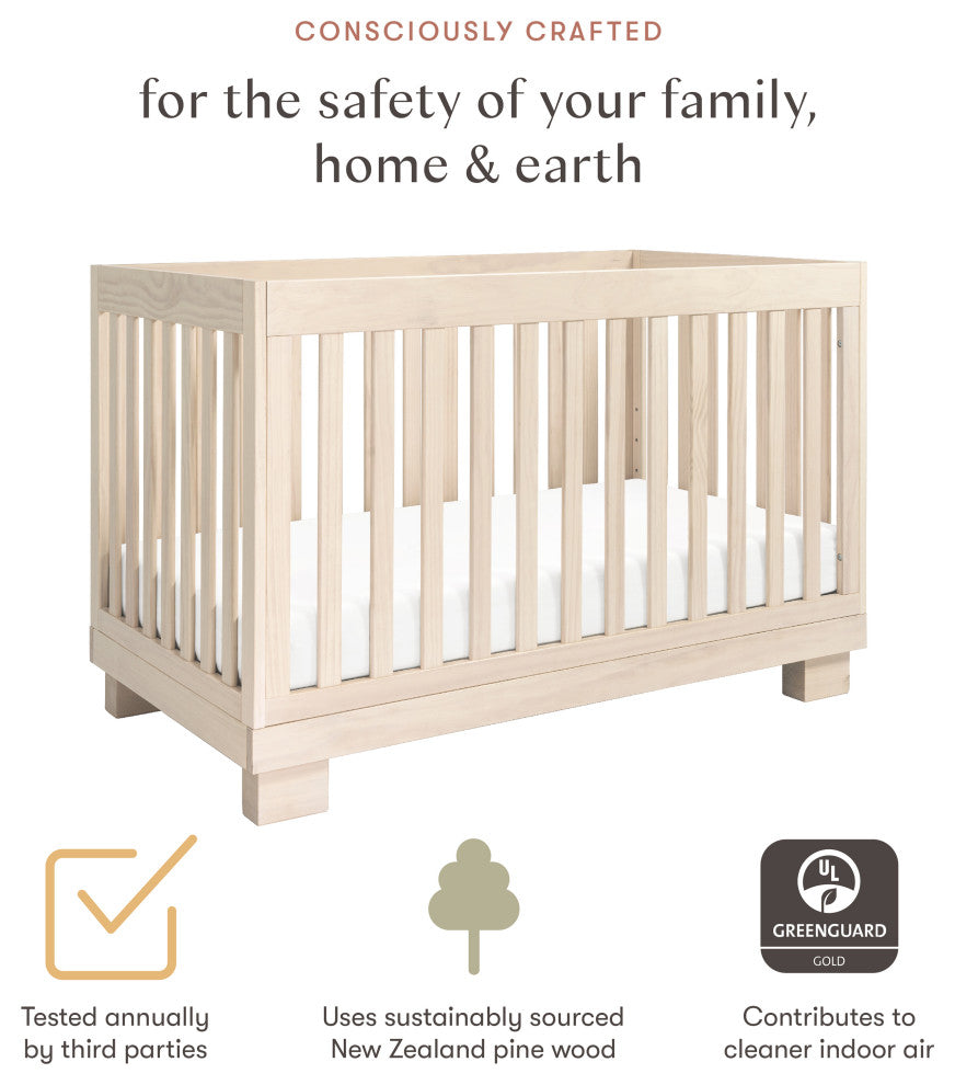 Modo 3-in-1 Convertible Crib With Toddler Bed Conversion Kit, Washed Natural