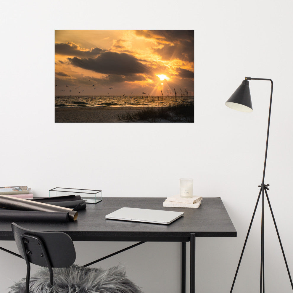 Seaside Themed Wall Art: Anna Maria Island Cloudy Beach Sunset 1 Print, 24" X 36"