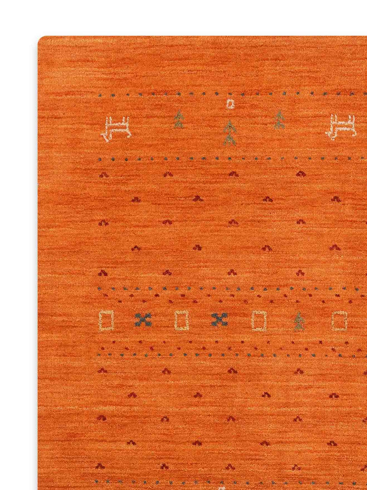 HAND KNOTTED LOOM WOOL ECO-FRIENDLY AREA RUGS- Rectangle, Orange, Contemporary