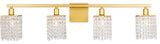 Phineas 4 Light Wall Sconce in Brass And Clear Crystals