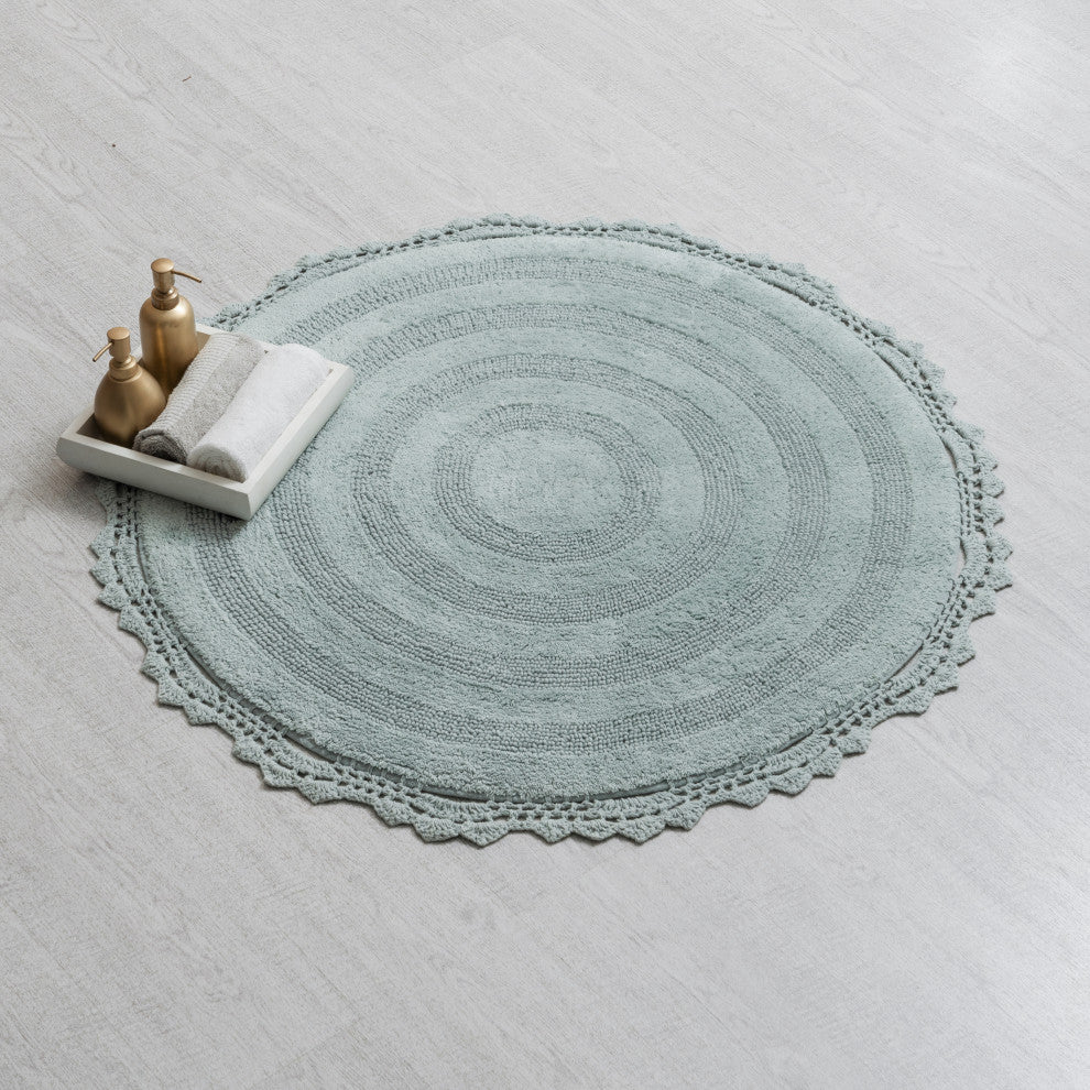 Winchester Crochet Border Bath Mat, Arctic, 36" X 36"