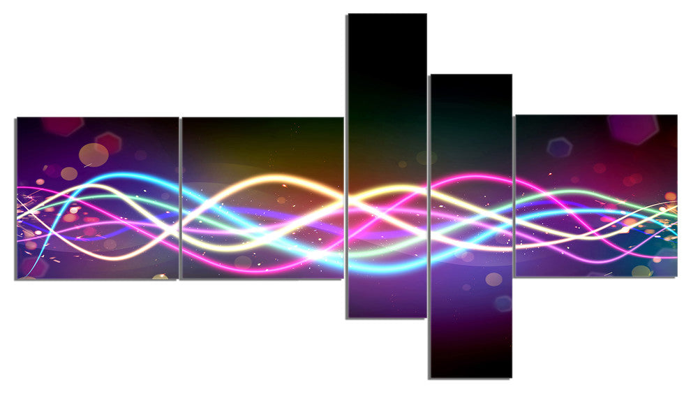 Multi colored Tangled Lines, Abstract Canvas art print, 60"x32", 5 panels