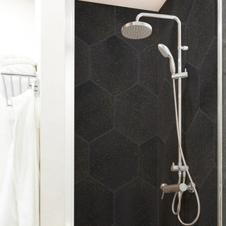 Palazzo Hex Nero Porcelain Floor and Wall Tile