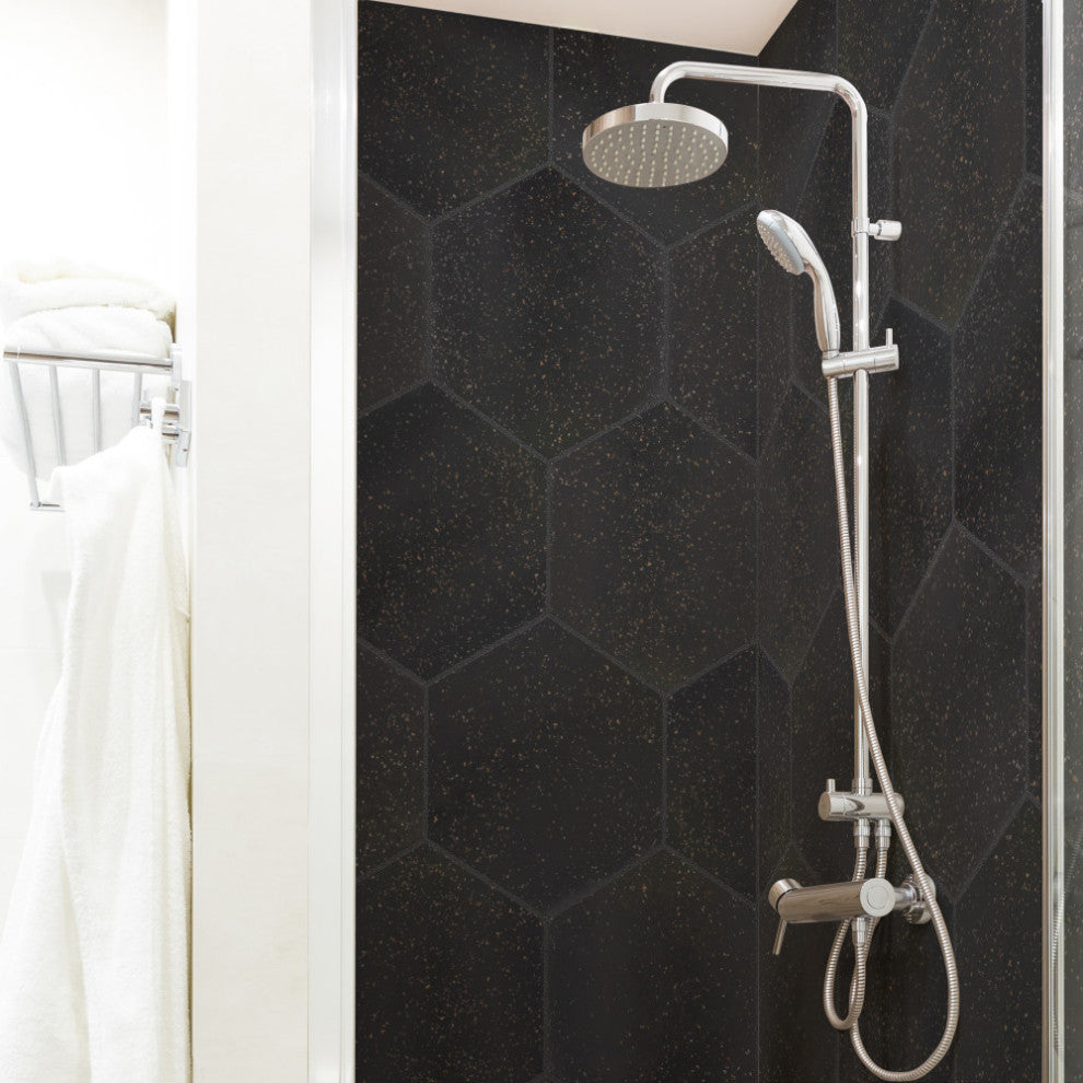 Palazzo Hex Nero Porcelain Floor and Wall Tile
