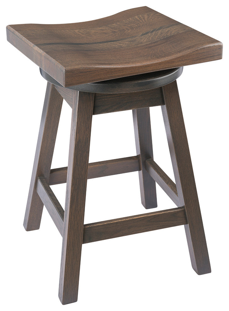 Rustic Urban Swivel Bar Stool in Quarter Sawn Oak, Antique Slate, Counter Height