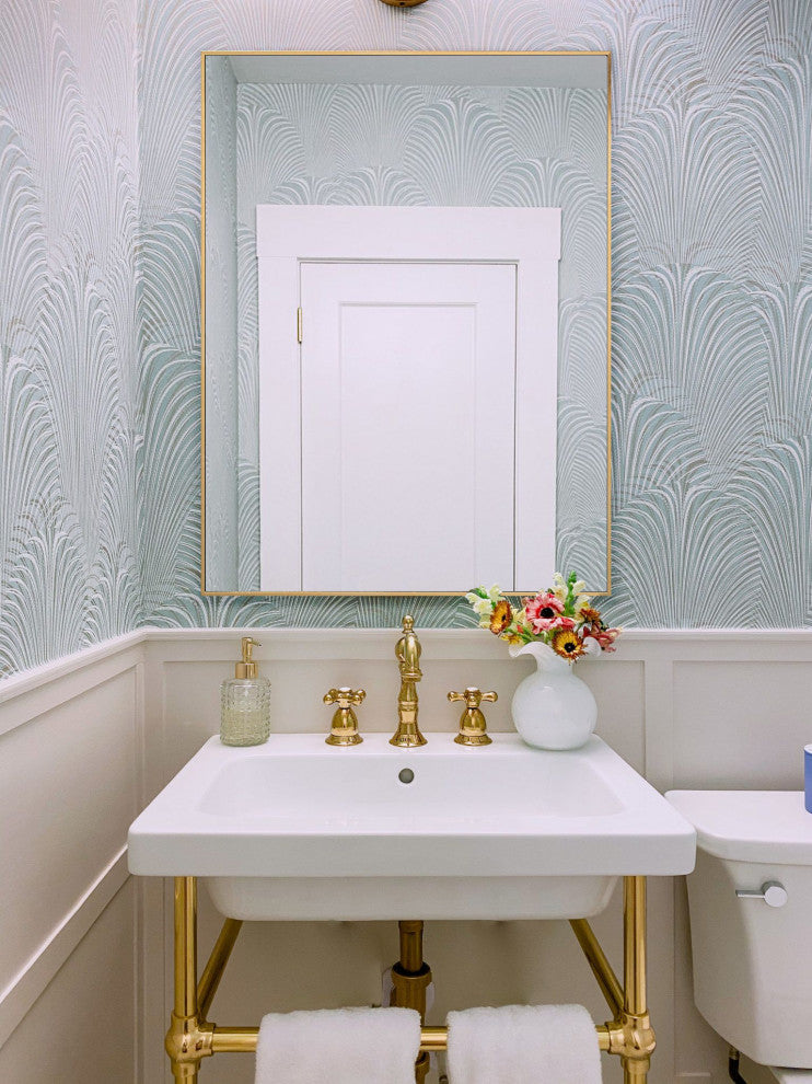 Vanta Metal Framed Wall Mirror with Dual Mounting Brackets, Gold, 31.5 in. X 23.6 in.