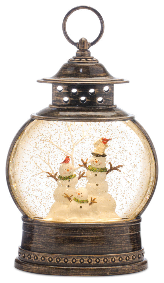 LED Snow Globe With Snowman Family 11.5"H