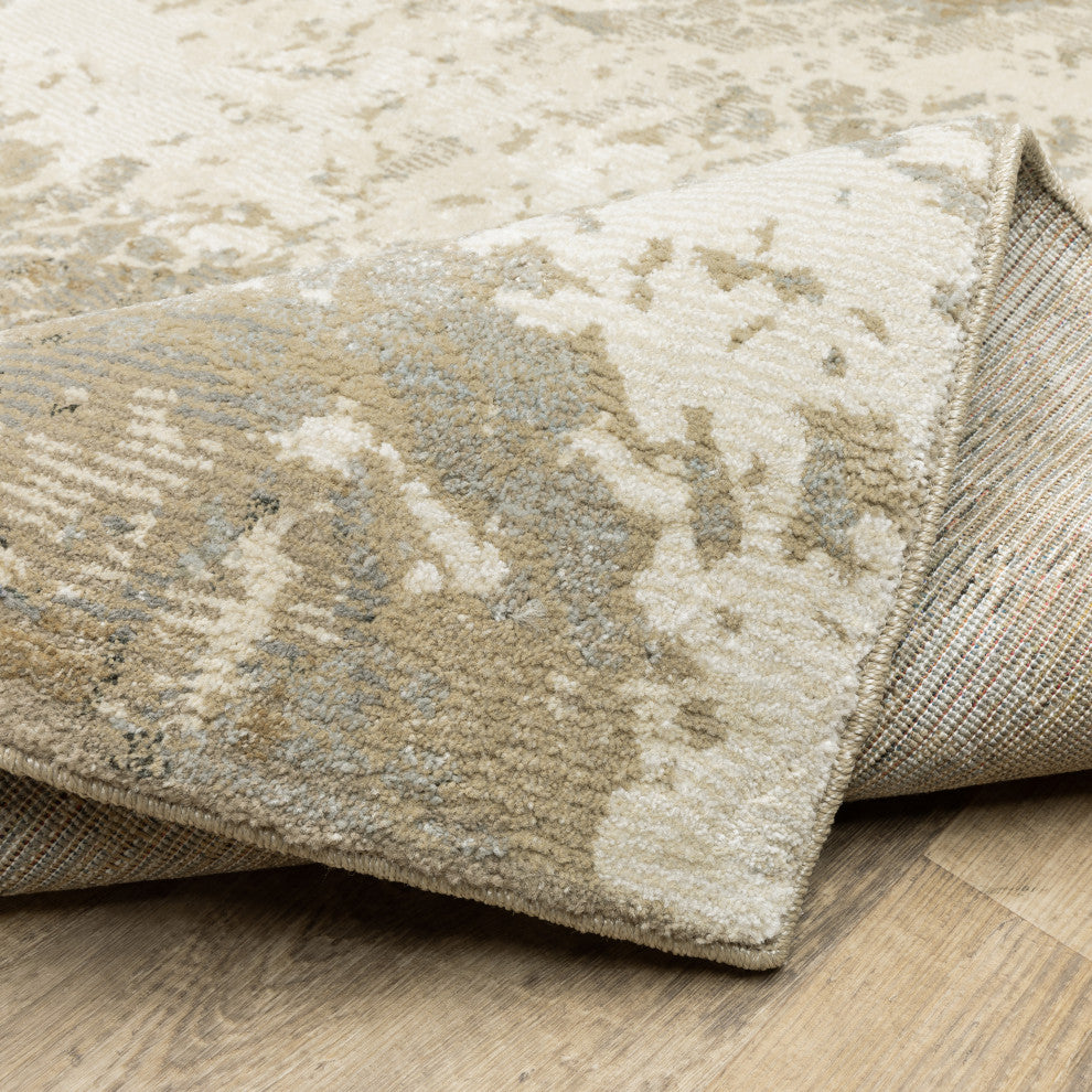 Elements Abstract Desert Beige/Grey Area Rug, 2'6"x12'