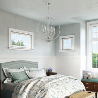 Arabella 5 Light Brushed Nickel Globe Chandelier