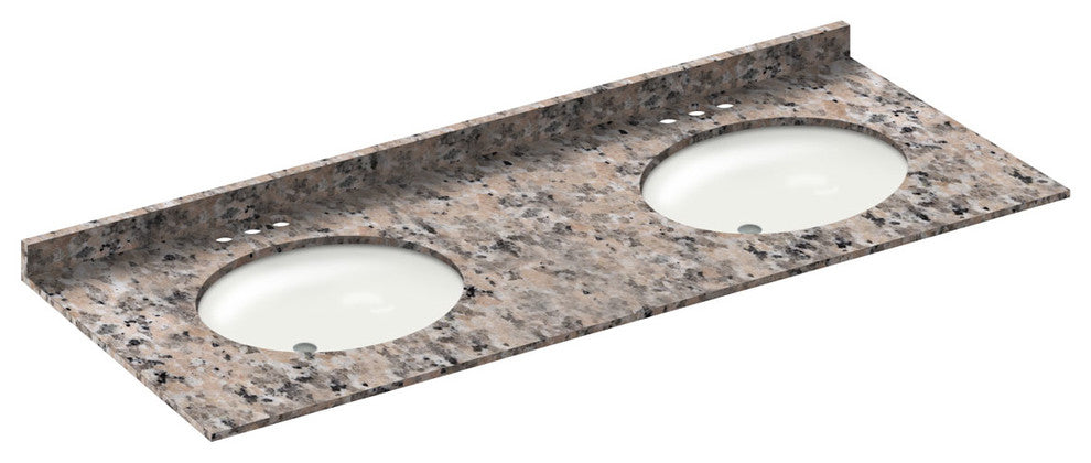 61x22 Burlywood Granite Vanity Countertops, 4 Faucet Spread