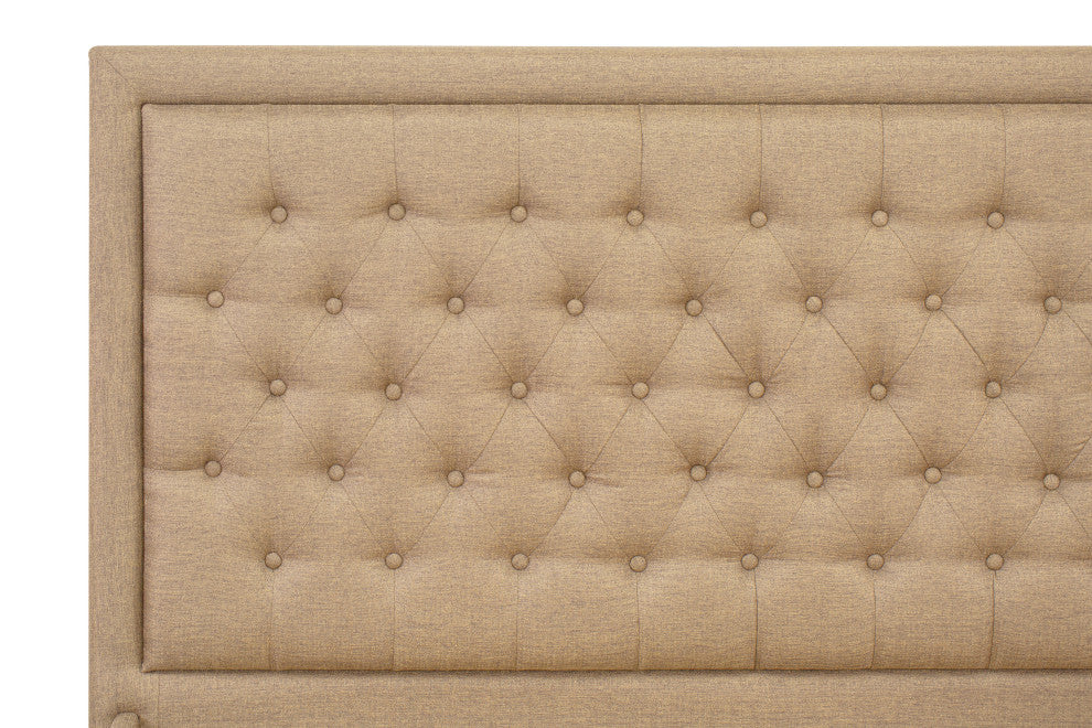 2Pc Queen Size Set, 1 Queen Size Bed Dark Khaki, 1 Night Stand
