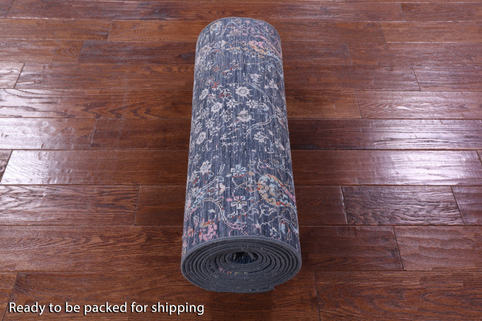 Runner Modern Wool and Silk Hand-Knotted Rug 2' 6" X 17' 11" Q11832
