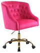Home Office Swivel Chair with Button-Tufted Back, Fushia