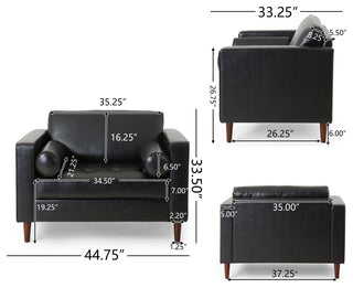 Vernon Contemporary Tufted Club Chair, Midnight + Espresso