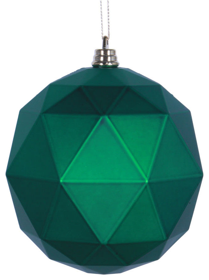 Vickerman M177304Dm 4.75" Green Matte Geometric Ball Ornament, 4 Per Bag