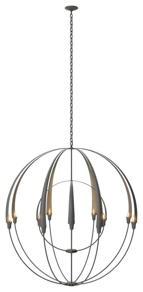 Double Cirque Large Scale Chandelier, Natural Iron Finish