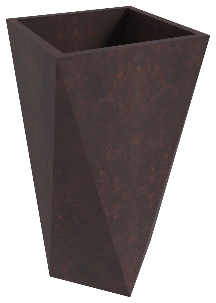Aloe Tapered Square Planter, Fiberstone and MgO Clay, Brown, 24 Inch