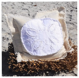 Coastal Sand Dollar Throw Pillow, White on Ivory