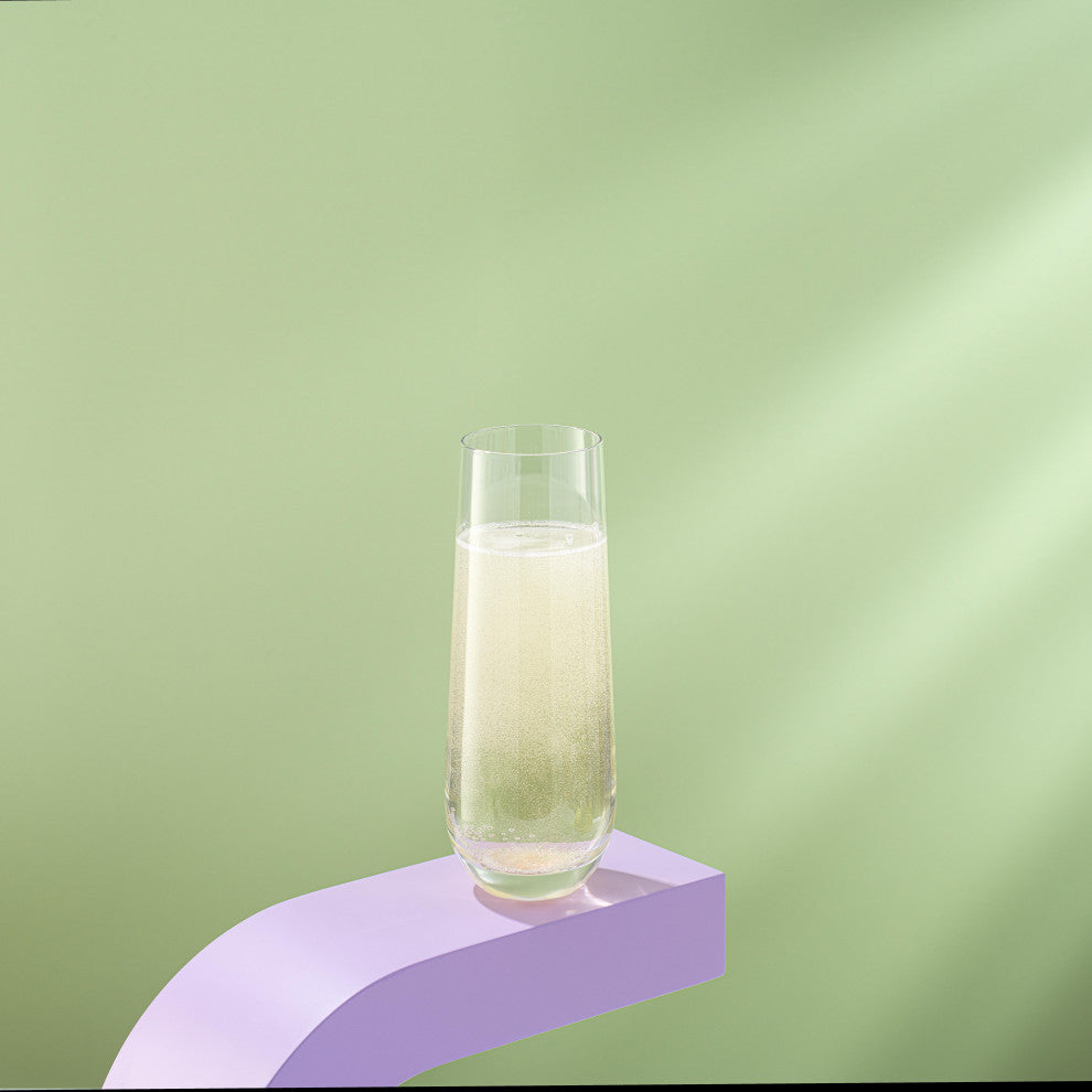 Milo Crystal Stemless Champagne Flute Glasses 9.5 oz, Set of 8