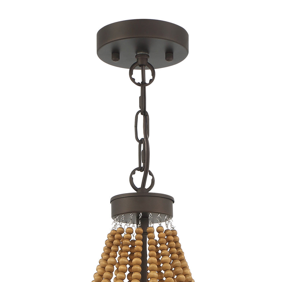 5 - Light Candle Style Empire Chandelier with Beaded Accents, Oil Rubbed Bronze