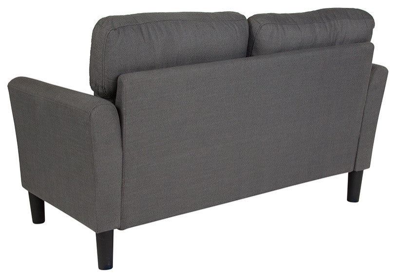 Bari Upholstered Loveseat, Dark Gray Fabric