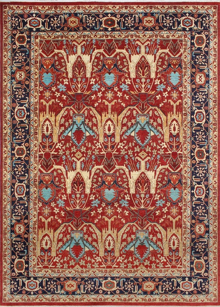 9'11x13'9 Aria Fine Chobi Brainard Rusty-Red/Blue Rug