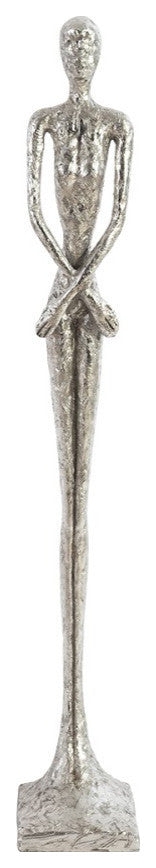Skinny Female Sculpture, Silver Leaf, Small