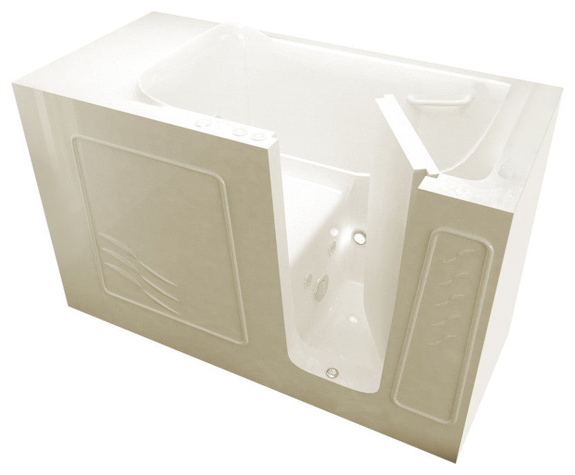 MediTub Walk-In 30 x 60 Right Drain Biscuit Whirlpool Jetted Walk-In Bathtub