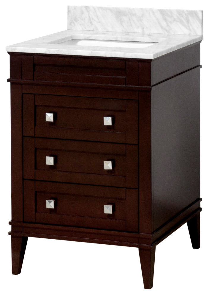 Eleanor 24" Bathroom Vanity, Chocolate, Carrara Marble