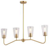Beverly Four Light Linear Chandelier in Muted Brass