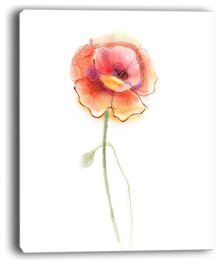 "Isolated Watercolor Poppy Flower" Flower Canvas Wall Art, 30"x40"