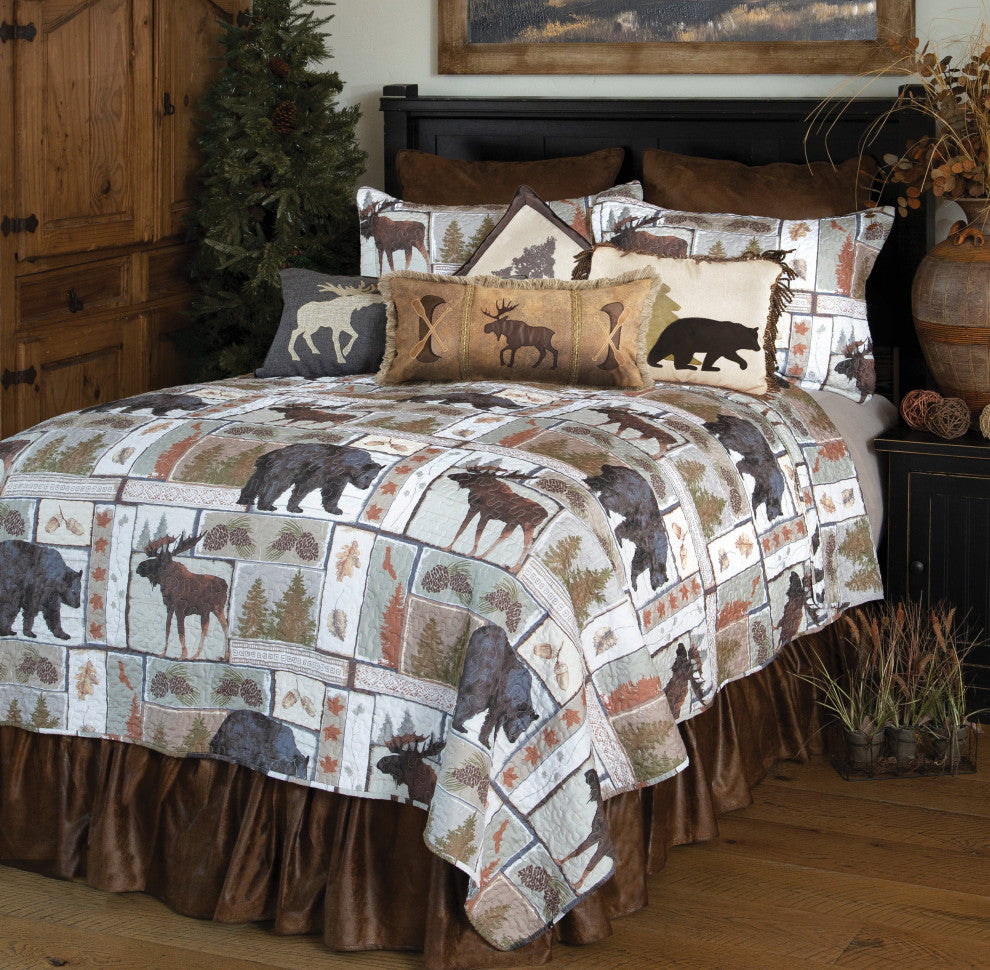 Vintage Lodge Rustic Cabin Quilt Set, King