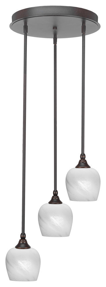Empire 3-Light Cluster Pendalier, Dark Granite/White Marble