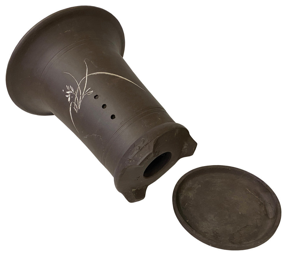 Chinese Ceramic Clay Brown Vase Shape Flower Planter Hws1340