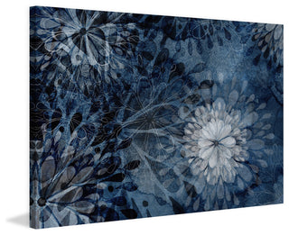 "Blue Floral Burst" Painting Print on Wrapped Canvas