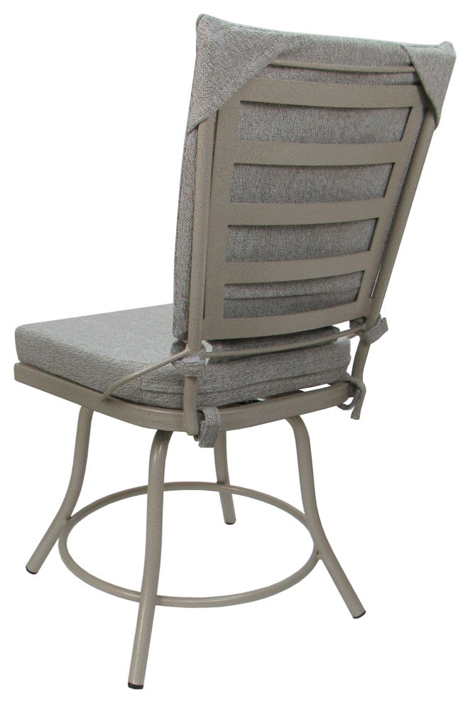 Outdoor/Indoor Patio Dinette Swivel Jamey Chair Without Arms, White Linen Beige