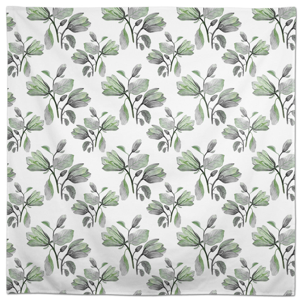 Watercolor Floral Blossoms Green 2 58x58 Tablecloth