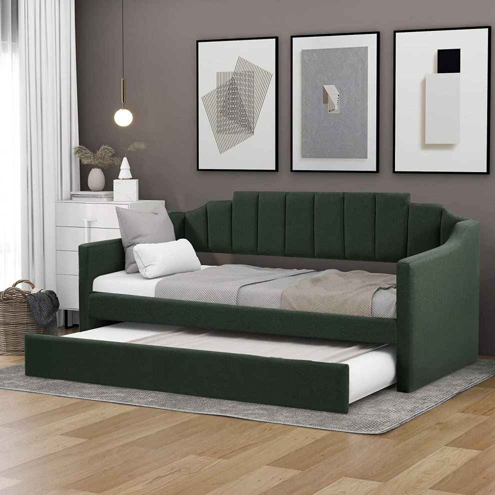 Upholstered Daybed Twin Size Daybed with Trundle Wooden Sofa Bed