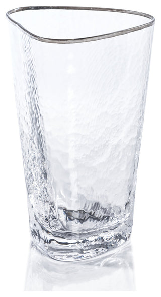 Kampari Triangular Highball Glasses with Platinum Rim, Set of 4
