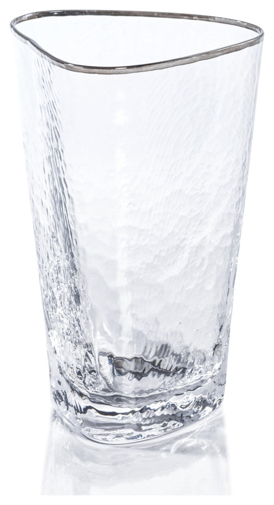 Kampari Triangular Highball Glasses with Platinum Rim, Set of 4