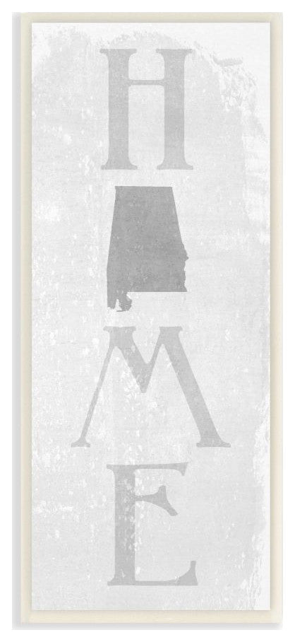 Alabama Home State Map Grey Te"xtured Word Design, 7"x17"